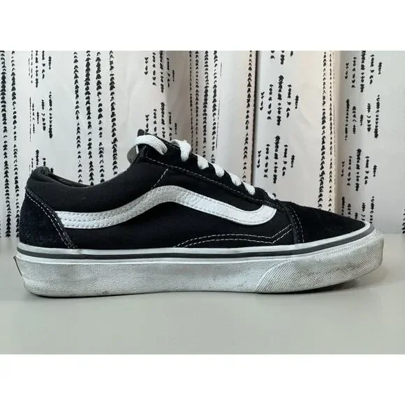 Vans Old Skool Lace Ups Shoes 6 M 7.5 W Black Suede Thrashed Rock WornIn Classic - Picture 5 of 14